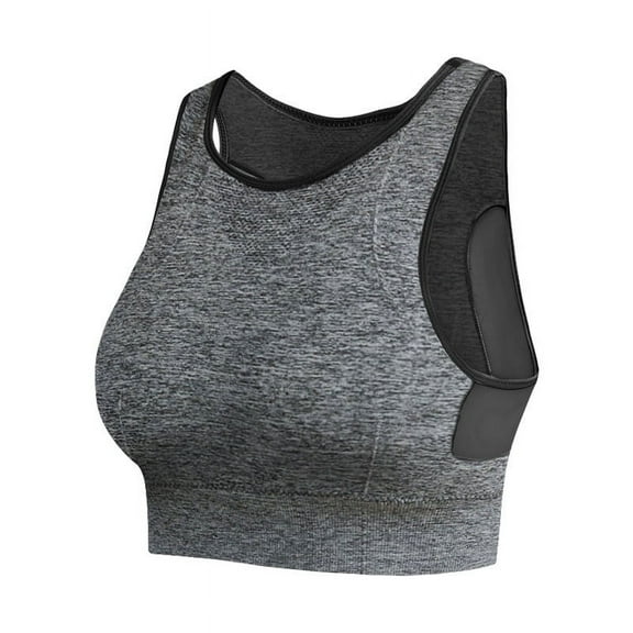 Women Sports Bras Wireless Breathable Mesh Shockproof Padded Athletic Running High Neck Bra Solid Fitness Yoga Sport Tops Vest