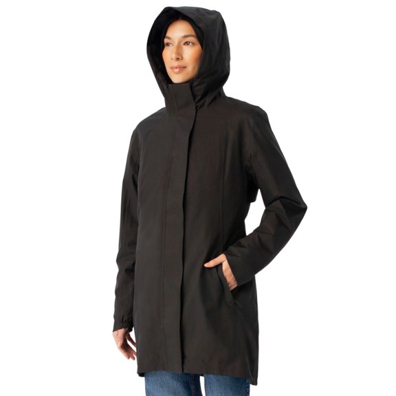 JAN & JUL Woman Waterproof Rain Jacket Hooded and Breathable Raincoat (Black, S)