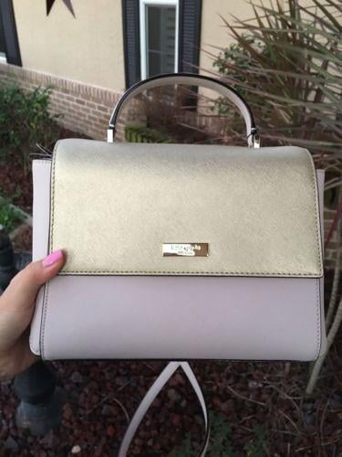 NWT Kate Spade Paterson Court Brynlee Pebble Beige Gold Satchel Crossbody Bag