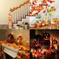 thumbnail image 1 of Corona de otoño, hojas de otoño, corona de hojas de arce, hojas de corona de otoño, decoración perfecta para el Día de Acción de Gracias y luces navideñas (amarillo 3m 20led), 1 of 2