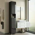thumbnail image 3 of DIYART High Glossy Slim Bathroom Cabinet. 71" Tall Storage Cabinet with Drawer and Adjustable Shelves, Narrow Linen Cabinet for Bathroom, Laundry, and Living Room, Black, 3 of 7