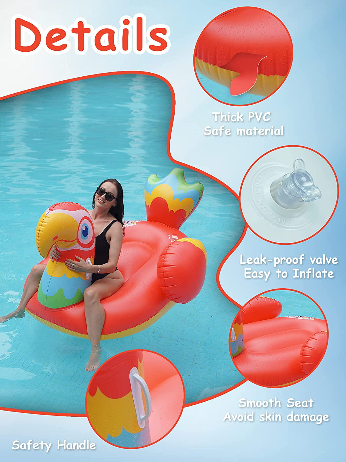 AirMyFun Inflatable Pool Float for Adults Beach Floaties Swimming Pool Toy Party Decorations Giant Ride-On Pool Lounge 79 x 59 x 39 inches 