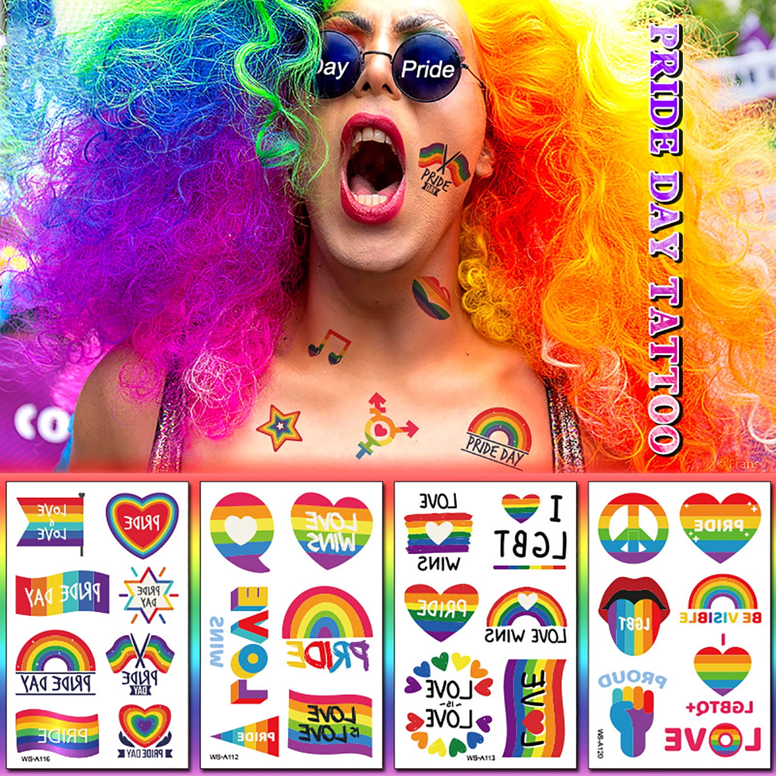 LGTBQ Gay Pride Rainbow Flag Temporary Tattoos Set Trans Lesbian Bisex –  Vicious Malicious