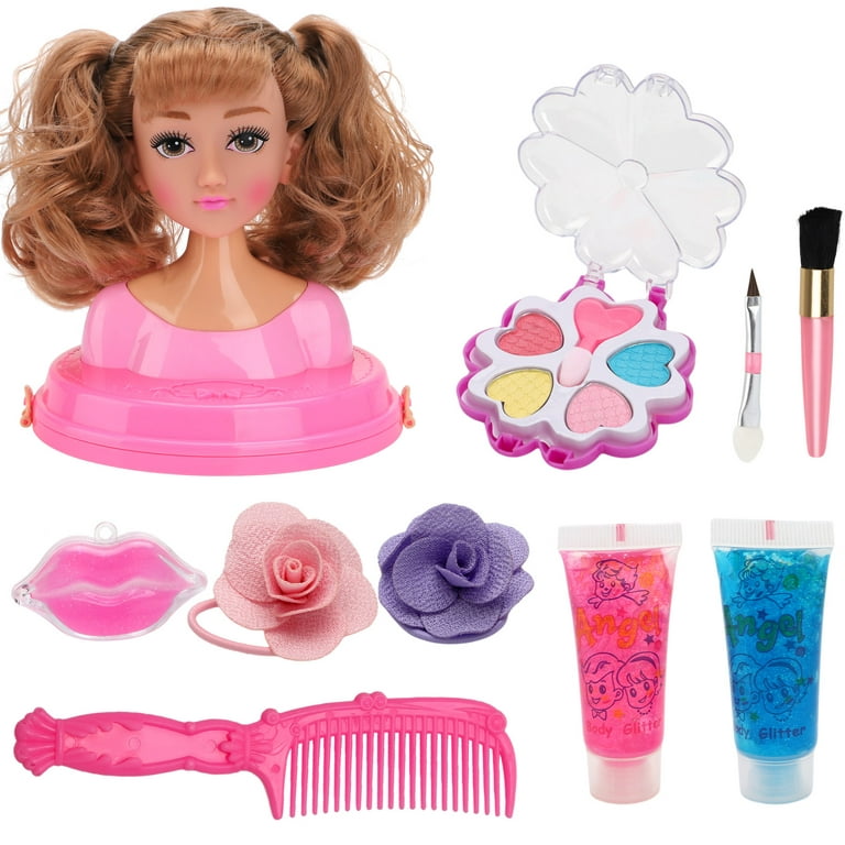 Girls Pretend Play Beauty Set Toy Half Body Head Makeup Doll Toys