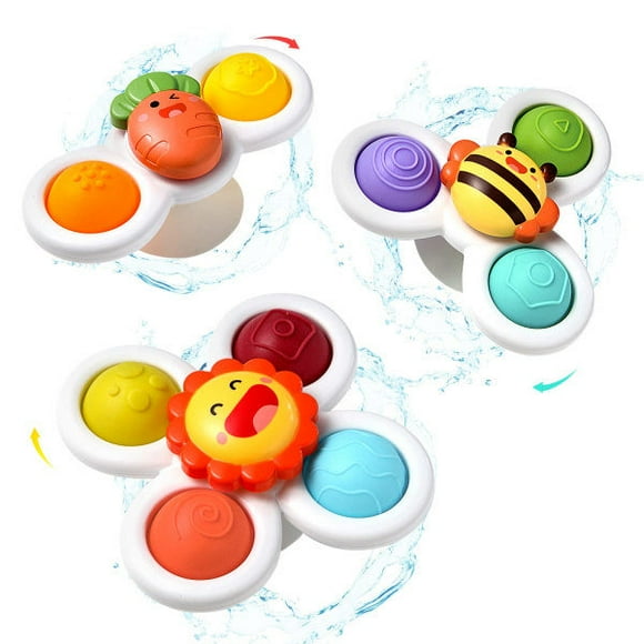 Pack of Suction Cup Spinning Toys, Easy to Grip, Sensory Baby Early Education, Spinning Toys Bath Toys, Best Beach Toys for Boys, Girls...