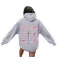 thumbnail image 4 of Hoodie Women Fall Vintage Bow Print Hoodies Oversize Long Sleeve Graphic Sweatshirts Trendy Preppy Tops Drop Shoulder Design Streetwear Women's Sweatshirt Grey M, 4 of 7