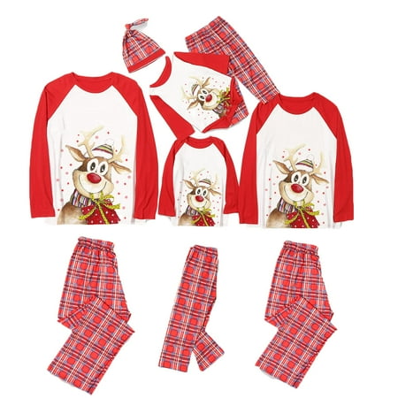 

JBEELATE Matching Family Christmas Deer Pajamas Xmas Pjs Women Men Plaid Clothes Holiday Sleepwear