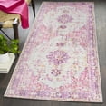 thumbnail image 3 of Hauteloom Laureldale Oriental Living Room, Bedroom, Girl Room Area Rug - Bohemian, Boho Medallion - Vintage Distressed - Low Pile Carpet - Pink, Purple, Grey, Yellow - 2' x 2'11", 3 of 14