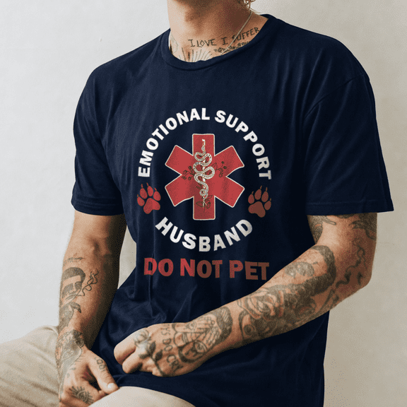 Jollimate Emotional Support Husband Shirt, Funny Medical Cross Tee, Novelty Gift for Men