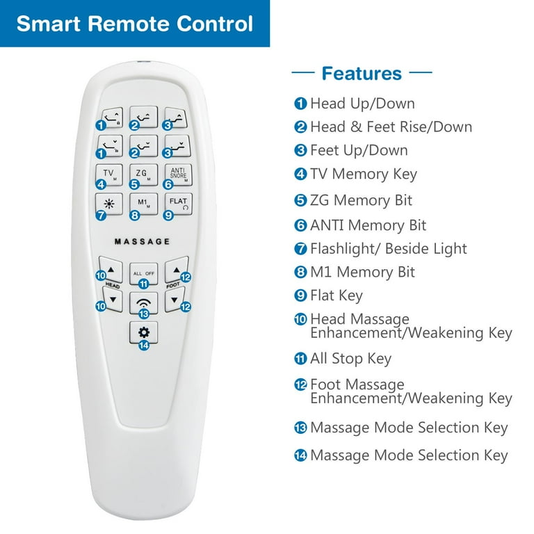 Universal remote sale for adjustable bed