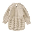 thumbnail image 3 of GiLiling Baby Girls and Boys Knit Romper - Cotton Long Sleeve Sweater Bodysuit for Daily Layering and Travel Wear (Khaki, 0-3 Months), 3 of 9