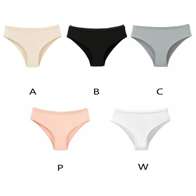 Popvcly Women's Solid Color Panties Combed Cotton Lace Sexy