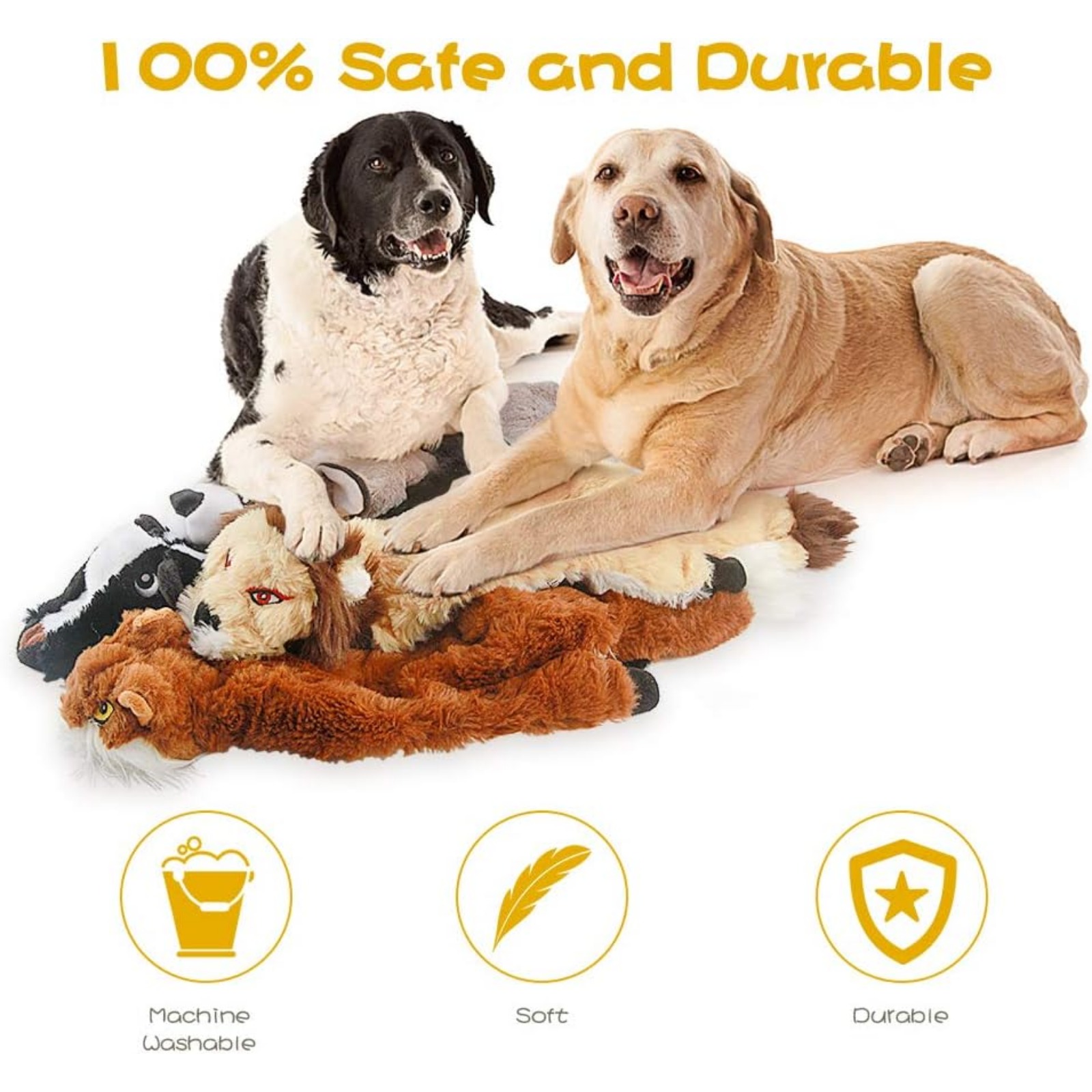 Dog Squeak Toys No Stuffing, Durable Plush Chew Toys for Small Medium Large Breed Puppy, Interactive Squeaky Teething Fetch Toys as Gift