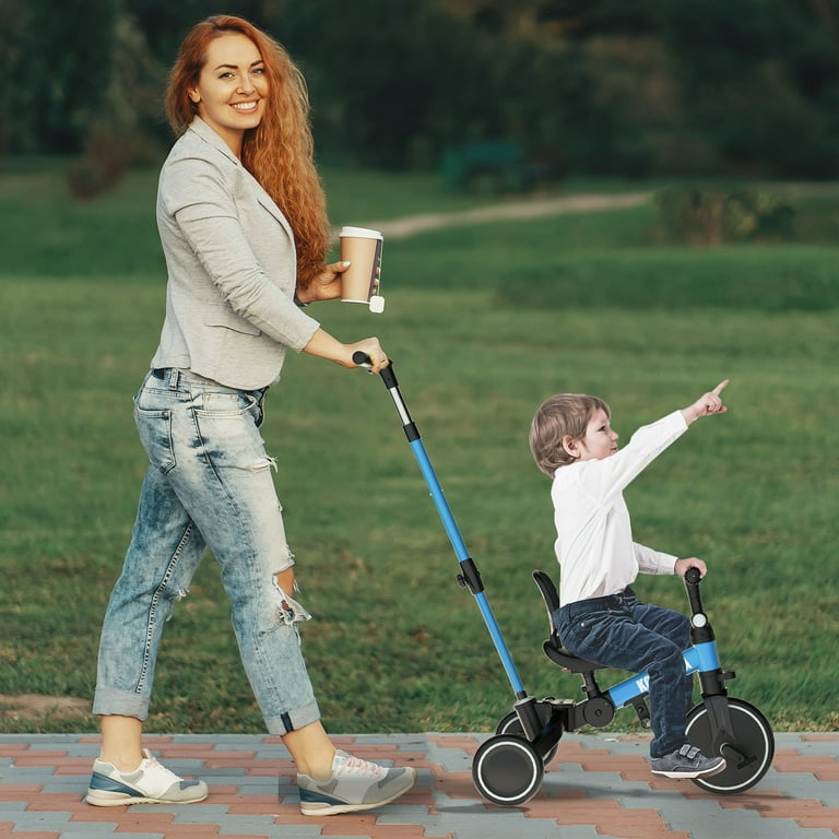 korimefa 6-in-1 Toddler Tricycle, Folding Balance Bike with Push