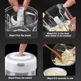 thumbnail image 3 of Mini procesador de alimentos, mini picadora de ajo eléctrica, mini procesadora de alimentos para picar verduras, pimientos, cebollas, ajo, jengibre y especias., 3 of 5