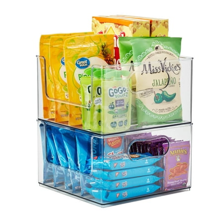 The Home Edit Everything: Stacking Bin, Pack of 1 or 2, 10” x 10” x 6” Plastic Modular Storage System Organizer Clear