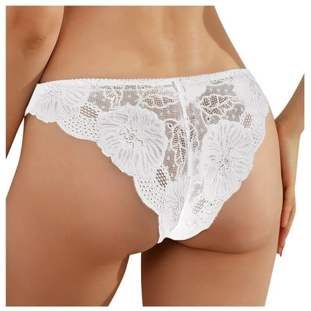 

Kddylitq Women s See Through Bikini Underwear Breathable Briefs for Women Soft Lace Mid Waist Panties White L