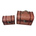 thumbnail image 1 of Set Of 2 Brown Vintage Round Top Wood Decorative Storage Boxes, 1 of 1