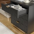 thumbnail image 5 of Homhougo Black Nightstand with 4 Drawer Bedside Table, Golden Base and Geometric Pattern for Bedroom, Living Room, 5 of 6