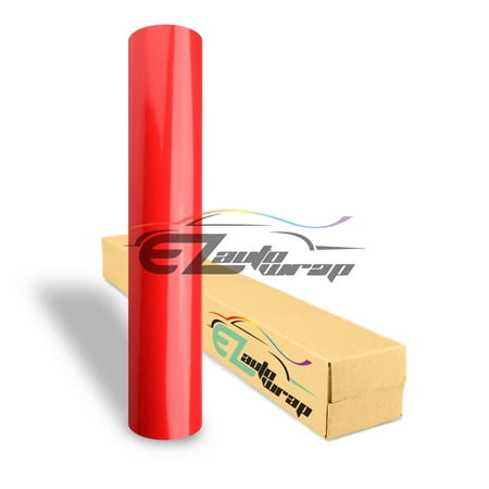 EZAUTOWRAP Gloss Red Glossy Car Vinyl Wrap Vehicle Sticker Decal Film Sheet With Air Release