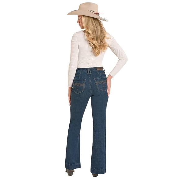 Rock and Roll Denim Womens Rock and Roll Boot Stitch High Rise Trouser 27x34 Denim