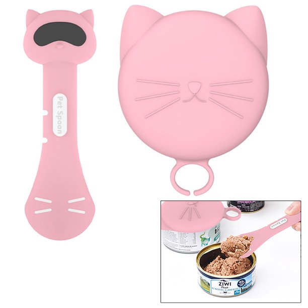 Silicone Pet Food Can Lids with Spoon Dog Food Can Cover Set (1 Can