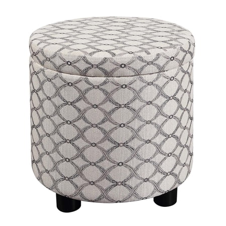 Round Storage Ottoman with Lid - Accent Footrest Modern Decor Living Room Bedroom Entryway