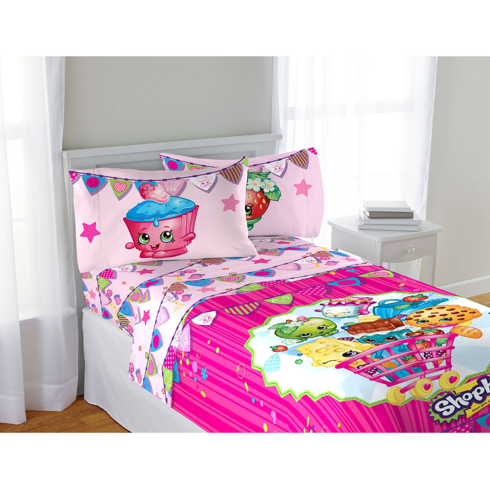 Shopkins Full Size Bed Sheet Set 4 Piece Kids Bedding Sheets Microfiber 