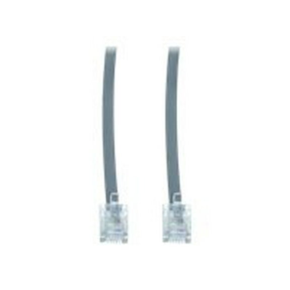 CableWholesale 14-Feet RJ11, 6P/4C, Silver Satin Flat Cable (8101-64114)