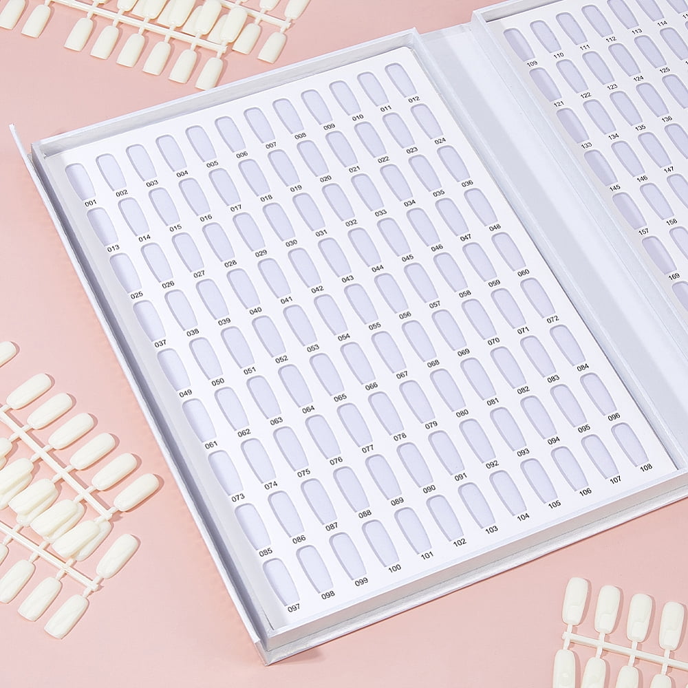 1set 2 Sets Practice False Nail Tips for DIY Nail Art Design Display with 1Pc Plastic Nail Sample Display Book White 17.8x5.8x0.3cm