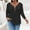 Black, variant on Hanen Women Plus Size Sweaters 3/4 Sleeve Zip V Neck Ribbed Solid Color Casual Blouses Tops
