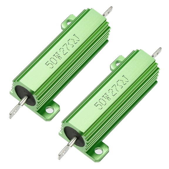 50W 27 Ohm Aluminium Housing Chassis Mount Wirewound Power Resistor Green 2pcs