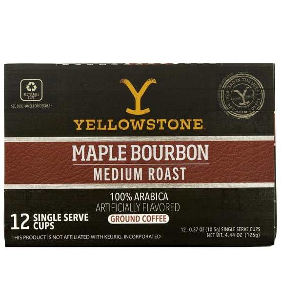 Yellowstone Maple Bourbon Medium Roast Coffee Single Serve Pods 12 Ct