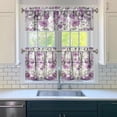 thumbnail image 3 of Pioneer Kitchen Curtains and Valance Set 24 Inch Tier Purple Floral Wildflower Farmhouse Curtains Small Drapes for Cafe Living Room Bathroom Farmhouse 3 Pieces Set Rod Pocket, 3 of 6