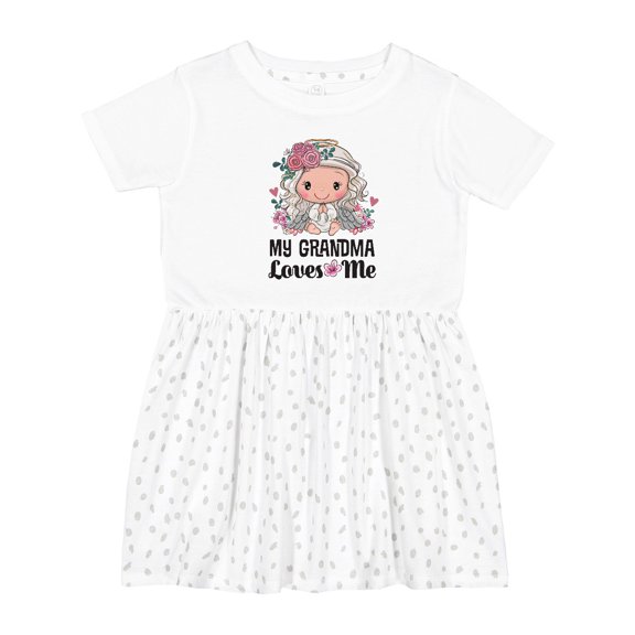 Inktastic Grandma Loves Me Granddaughter Angel Girls Toddler Dress