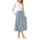 thumbnail image 2 of Falda A-Line para mujer INSPIRE CHIC, falda maxi elástica de cintura alta con bolsillos L azul polvo, 2 of 5