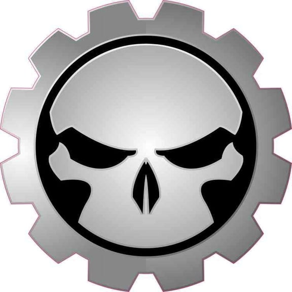 5in x 5in Black Gear Skull Bumper Sticker Car Vinyl Truck Window Decal