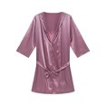 thumbnail image 6 of Bovxnpu Mens Robes Bathrobes 3/4 Sleeve Belted Silk Sleepwear Robe Sleepwear, 6 of 6
