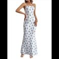 thumbnail image 1 of Vestido Maxi Floral de Verano para Mujer, Escote Cuadrado, Fruncida, Ajustado, Vestido Formal para Invitadas de Boda. XL, 1 of 10