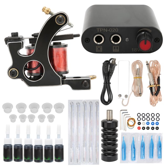 Juego completo de máquinas de tatuaje, máquina de bobina de tatuaje, fuente de alimentación de tatuaje negro, accesorios de tatuaje profesionales 90?265V