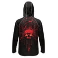 thumbnail image 2 of SEANATIVE Sun Protection Fishing Hoodie for Men, Long Sleeve Hooded Full Coverage Fishing Shirt Workout Camping Running Hooded Top with Mesh Face Mask, 2XL, Skull Black Red, 2 of 7