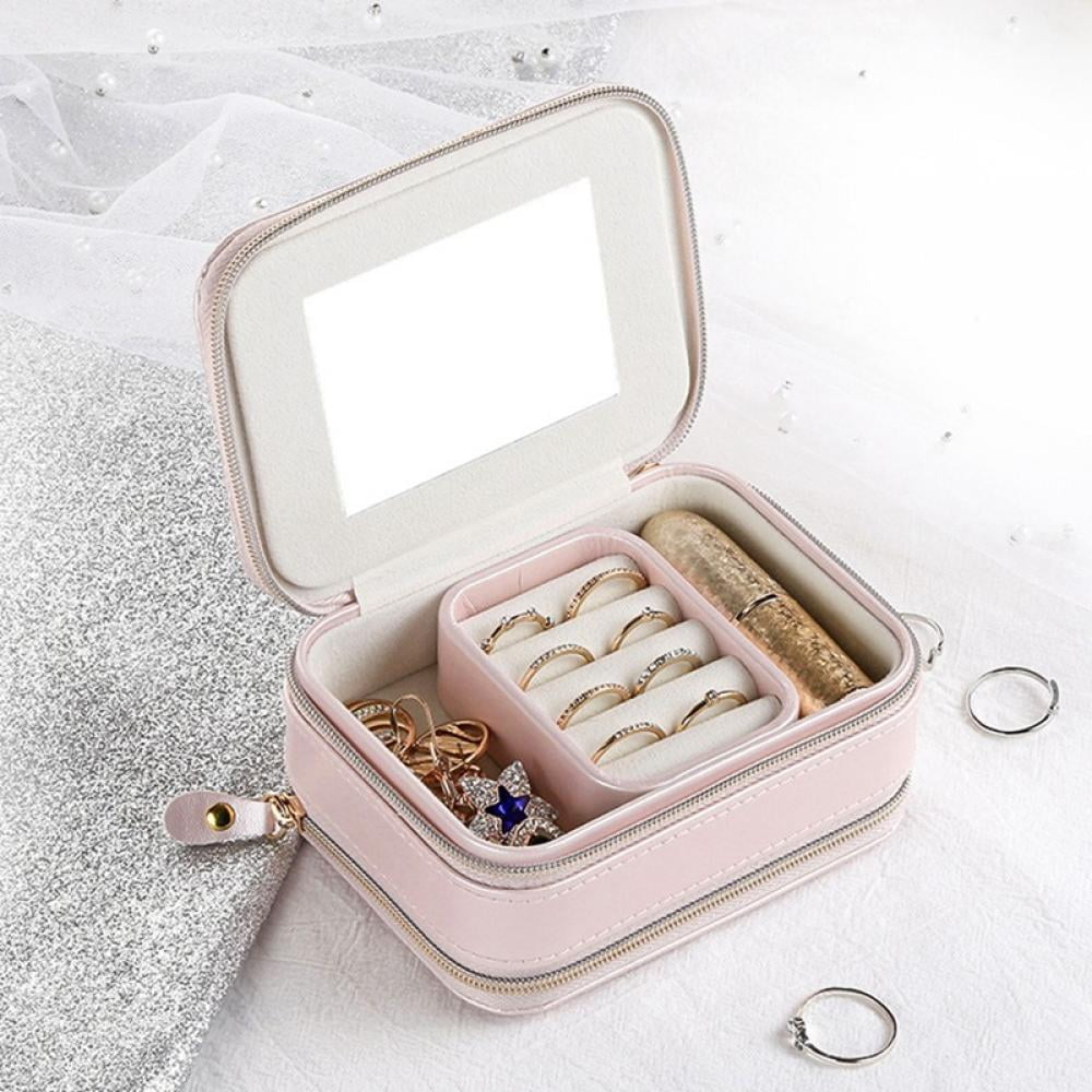 Jewellery Box Organiser Small Travel PU Leather Jewelry Storage Case Earrings 