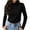 Black, variant on Women Long Sleeve Tops Turtleneck Ruffle Slim Fitted Shirts Stretchy Casual Layer Basic Tees