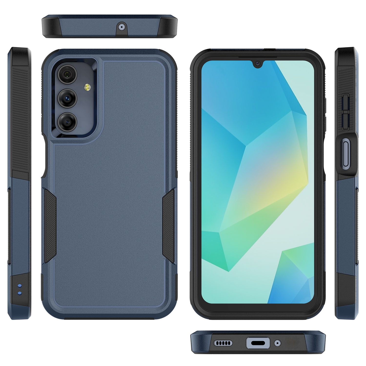 For Samsung Galaxy A16 5G Case, Shockproof Heavy Duty Rugged Phone Case for Samsung Galaxy A16 5G, Tekcoo Military Grade Protection Dual Layer Sturdy Durable Cover Cute Bumper - Blue