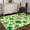 thumbnail image 3 of 3'x5' Rug for Living Room Bedroom, Happy St. Patrick's Day Washable Area Rugs Non-Slip Carpet Mats, Spring Lucky Shamrock Cloud Green Indoor Low Pile Area Rug Runner for Kitchen, Mudroom, 3 of 8