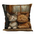thumbnail image 2 of Funda de almohada de lino con adorables patrones de gatos, efecto tridimensional, estampado vivo de una sola cara para decoración del hogar, multicolor, 45x45 cm, perfecto para amantes de las, 2 of 6