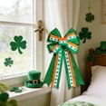 thumbnail image 6 of QuanTara Large St. Patrick's Day Decorative Bow, 19.7"x11.81" Wreath & Tree Topper Ribbon with Shamrock Print for Front Door, Indoor Outdoor Wall, Party Supplies, Green & White Nylon, 6 of 6