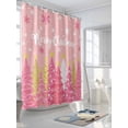 thumbnail image 3 of Fsddascl Pink Christmas Tree Shower Curtain Set - Small 36" x 72" Washable Bathtub Curtain with 12 Hooks, Pink Xmas Tree Snowflake Luxury Waterproof Fabric Stall Shower Curtains for Bathroom/Bathtub, 3 of 6