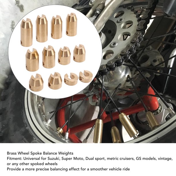 JOROBURO Pesos De Equilibrio De Radios De Latón, Kit De Peso Universal Para Rueda De Motocicleta, Diseño Preciso De Rueda De Radios De Repuesto Para Super Moto Dual Sport (14 Unidades