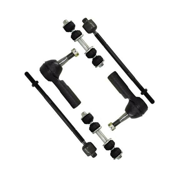 6 Pcs Front Inner & Outer Tie Rod Ends Sway Bae End Link Driver & Passenger Sides